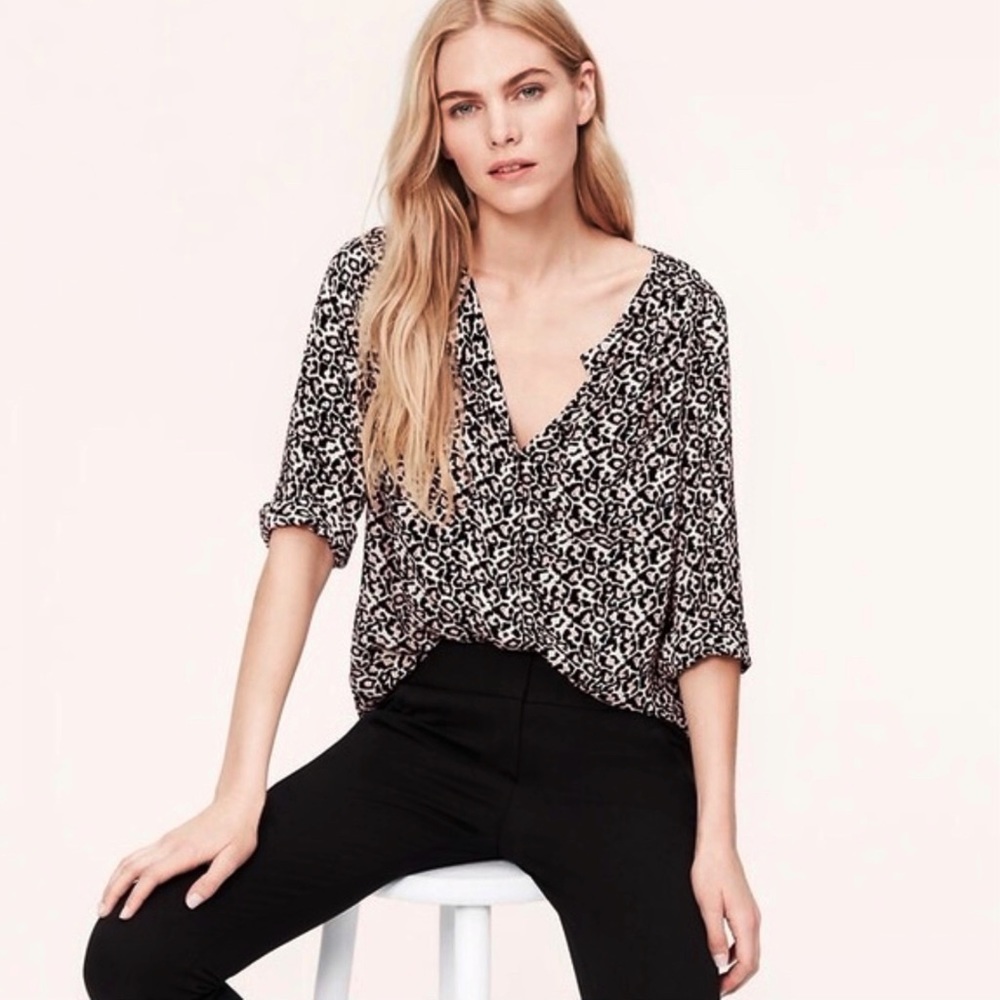 Ann Taylor Loft Multi Leopard Print Button Down B… - image 1